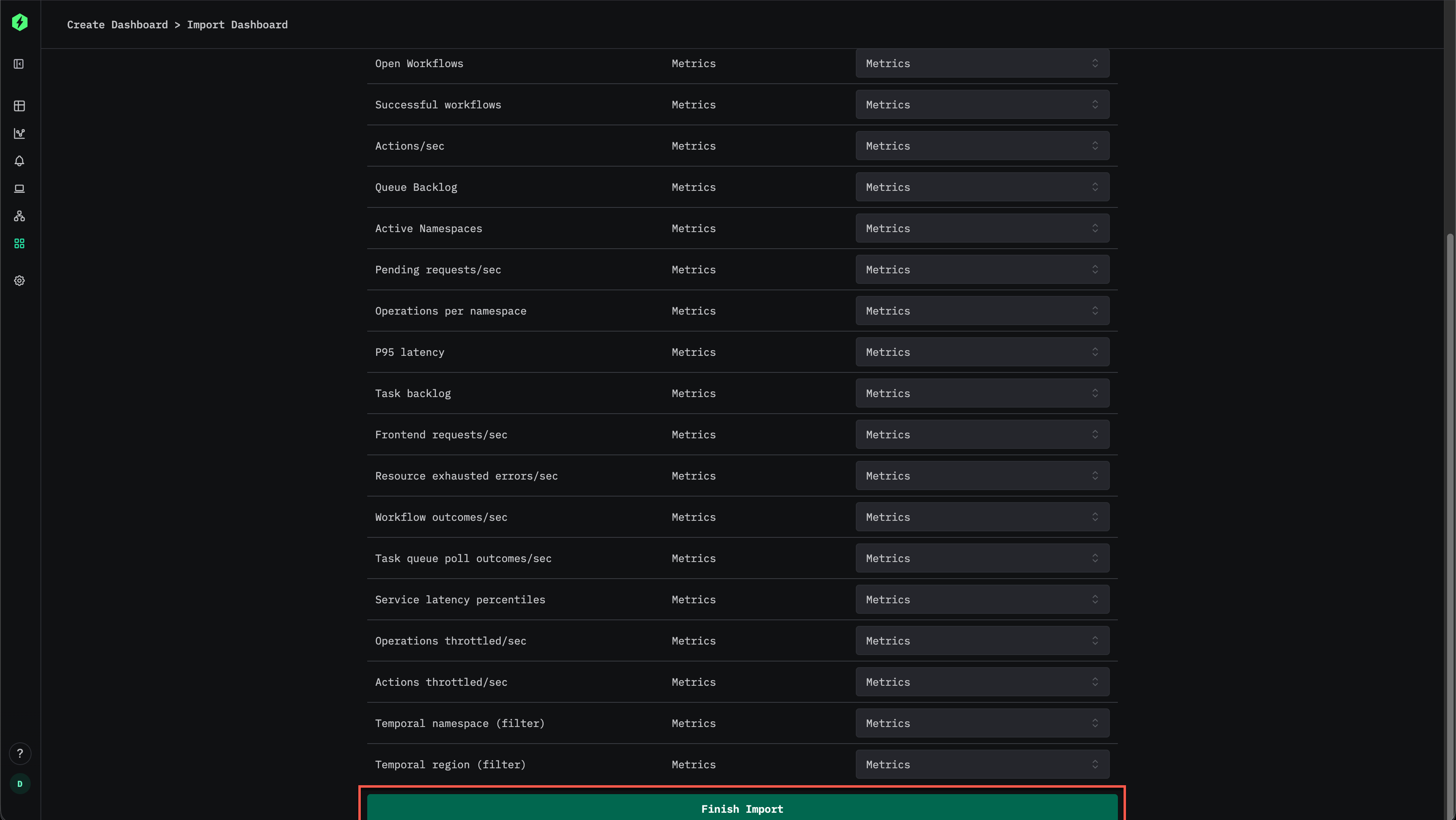 Диалог завершения импорта